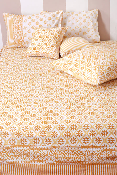 20s Cotton Cushion Cover in Block Print with Piping